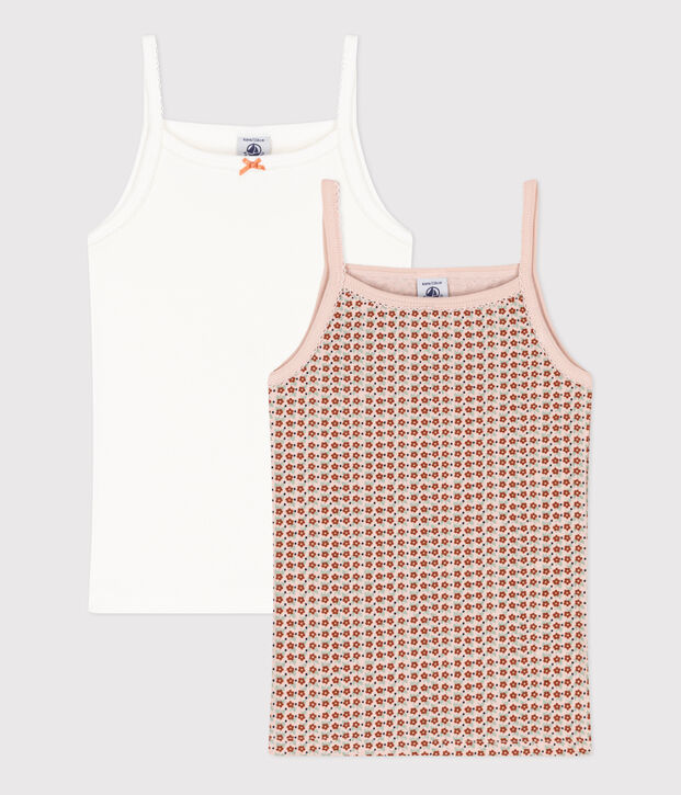 Girls' Flower Cotton Vests - 2-Pack multicolor