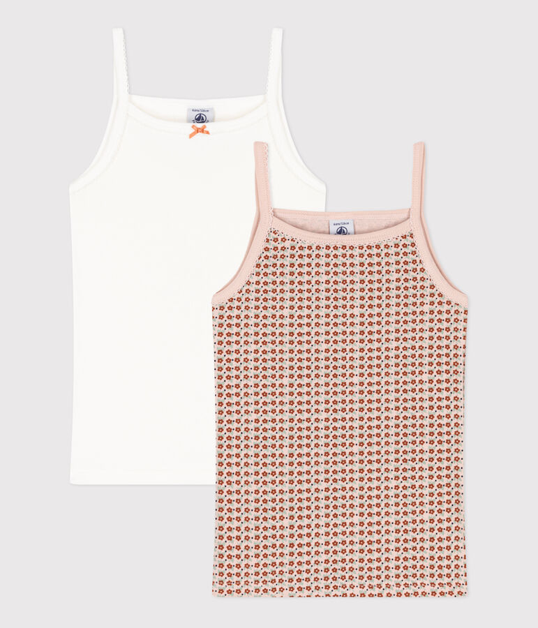 Girls' Flower Cotton Vests - 2-Pack multicolor