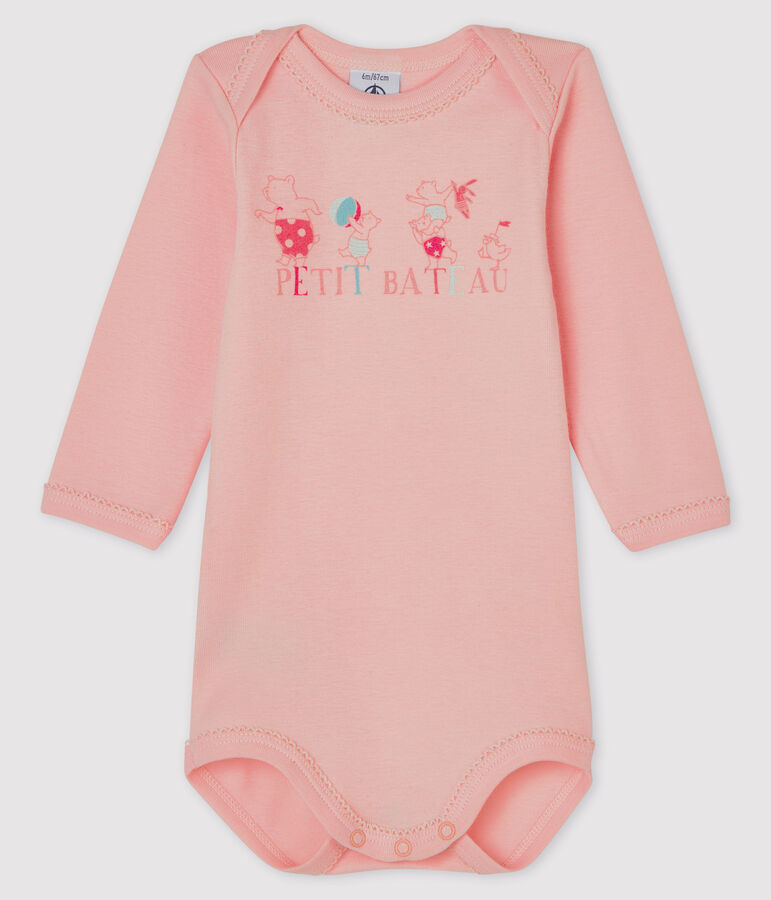 Baby girls' long-sleeved bodysuit pink