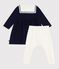 Babies' dress in a sailor style with a sailor collar and cotton leggings SOIR blue/MILK
