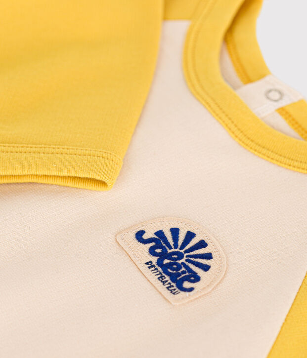 Babies' Light Fleece Sweatshirt Ecru/yellow