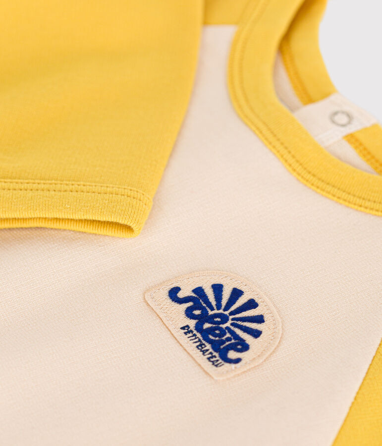Babies' Light Fleece Sweatshirt Ecru/yellow
