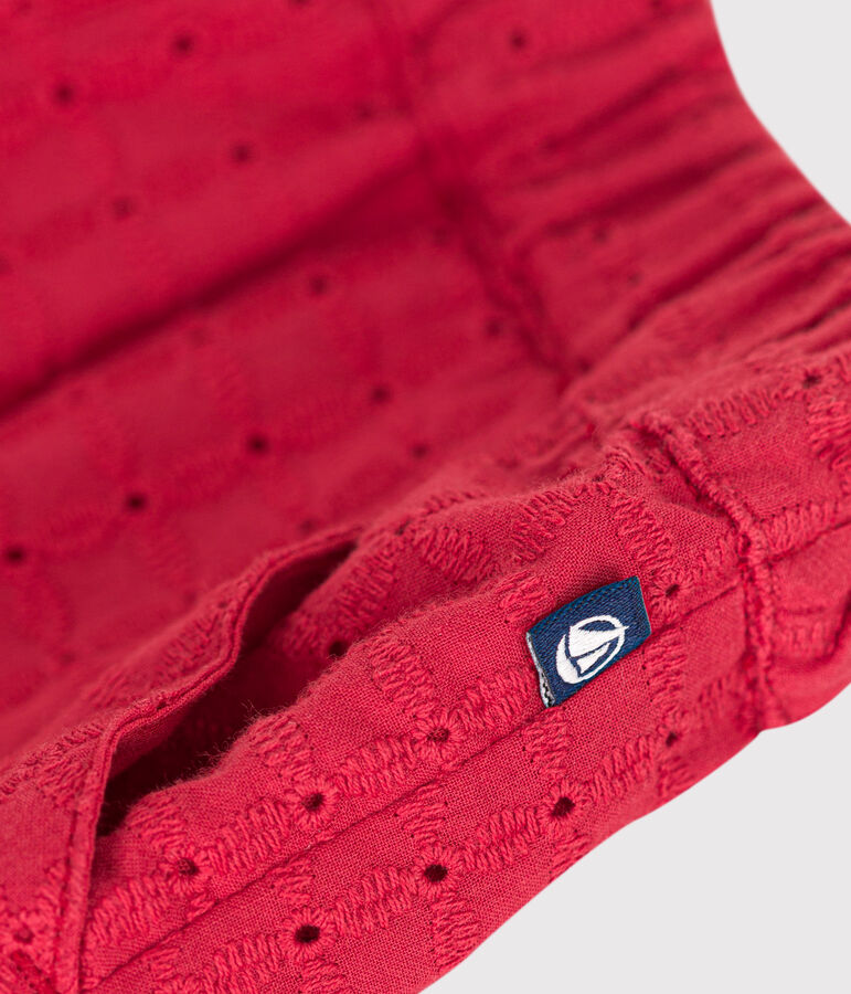 Babies' poplin & broderie anglaise shorts red
