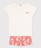 Girls' Cotton Short Pyjamas MARSHMALLOW white/PAPAYE