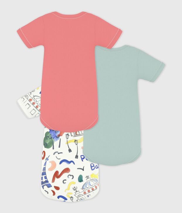 Pack of babies' short-sleeved Opera   print cotton bodies multicolor
