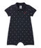 Baby boy's print romper with polo collar SMOKING blue/FETA white