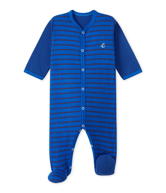 Baby boy's striped sleepsuit PERSE blue/CHALOUPE blue