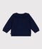 Babies' plain wool and cotton knit cardigan with a collar SOIR