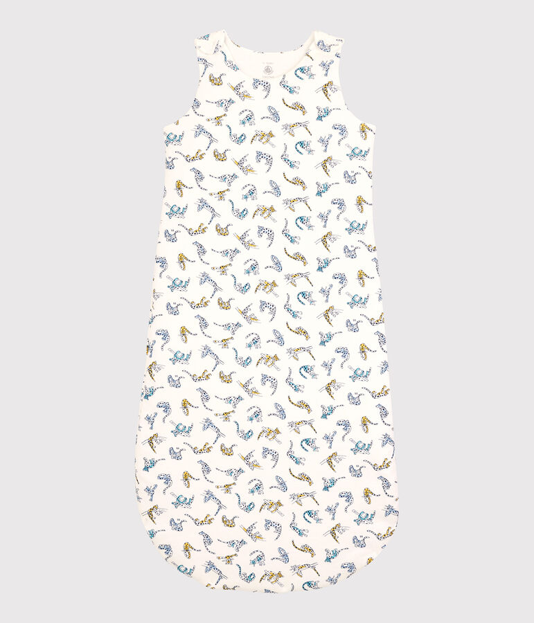 Babies' Panther Patterned Organic Cotton Sleeping Bag MARSHMALLOW white/MULTICO white