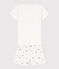 Girls' Sealife Themed Short Cotton Pyjamas MARSHMALLOW white/MULTICO white