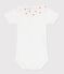 Babies' plain cotton body with an embroidered collar MARSHMALLOW white