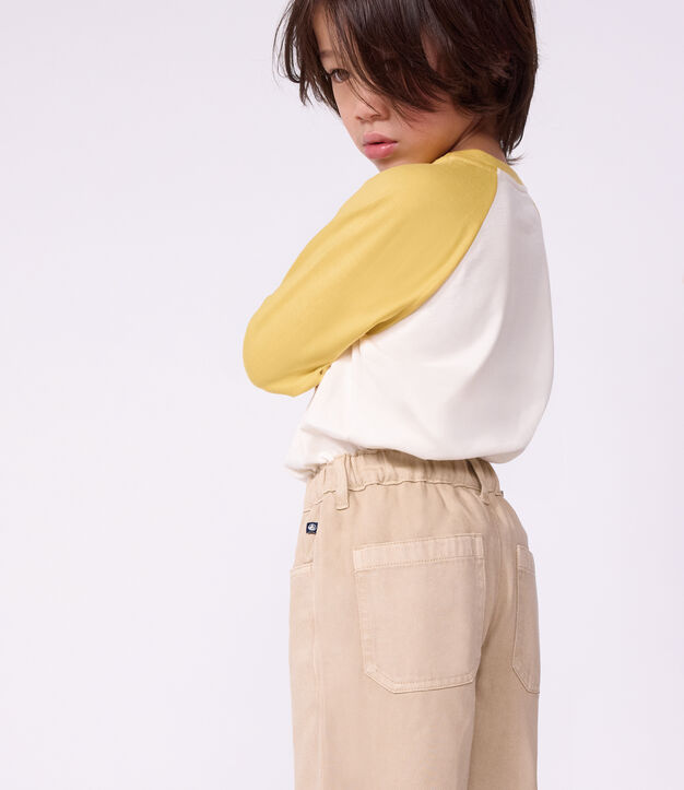 Children's 5-pocket denim trousers. beige