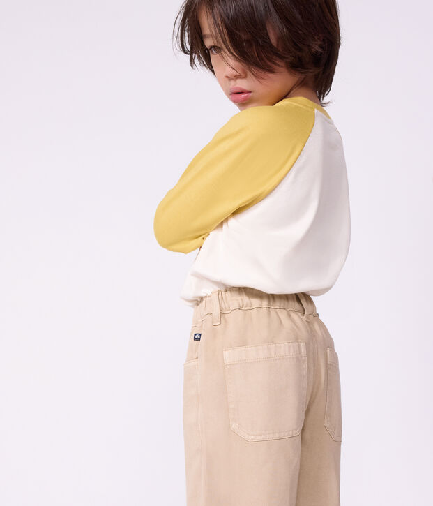 Children's 5-pocket denim trousers. beige