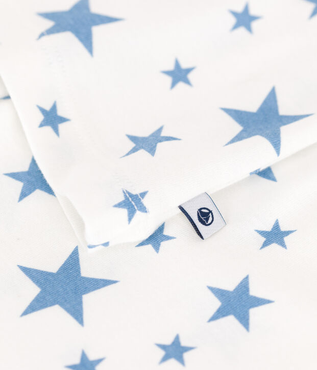 Children's star print cotton pyjamas white/blue