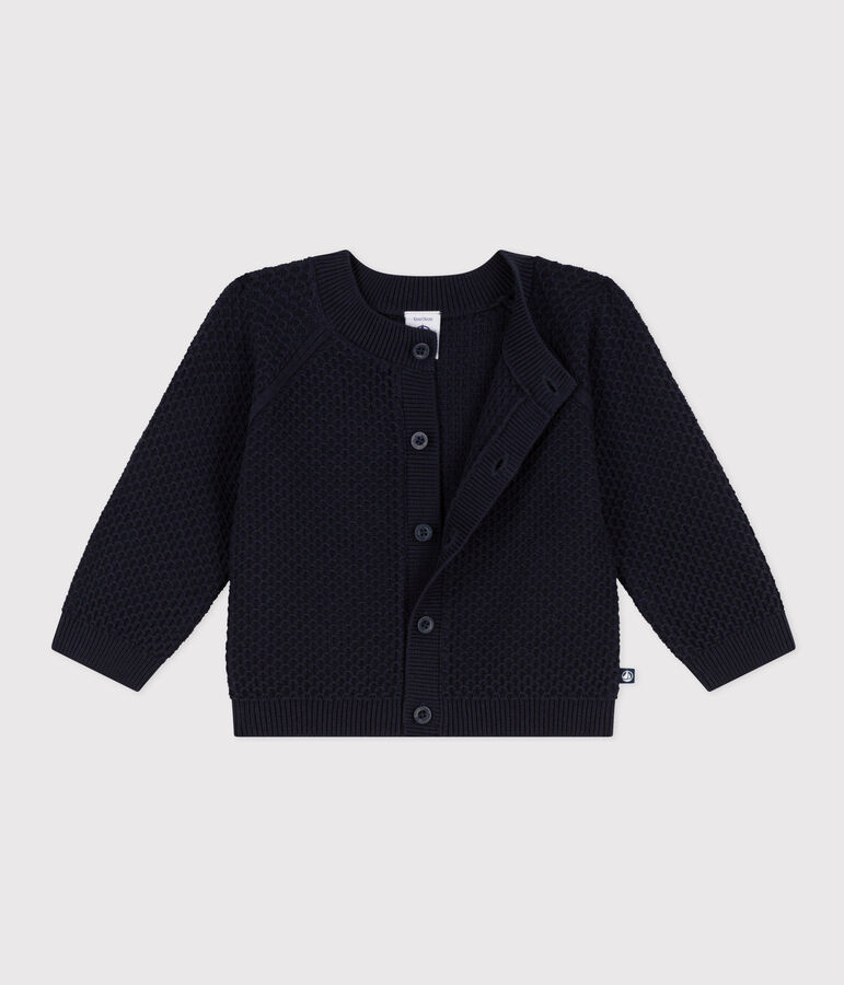 Babies' Knitted Cotton Cardigan blue