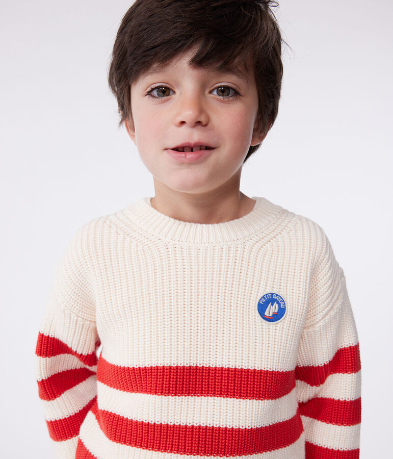 Children's stripy cotton jumper AVALANCHE red/AURORA