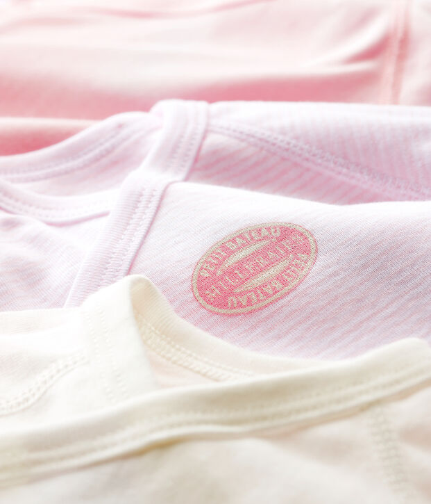 Babies' Short-Sleeved Pinstriped Wrapover Organic Cotton Bodysuits - 3-Pack multicolor