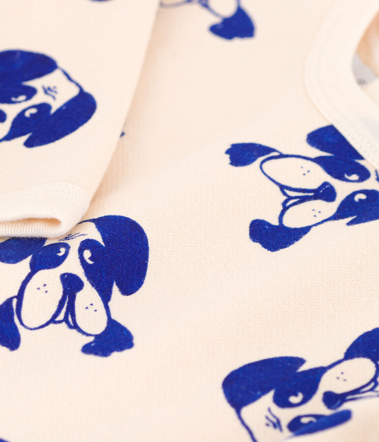 Babies' Patterned Fleece Jumpsuit Ecru/multicolor