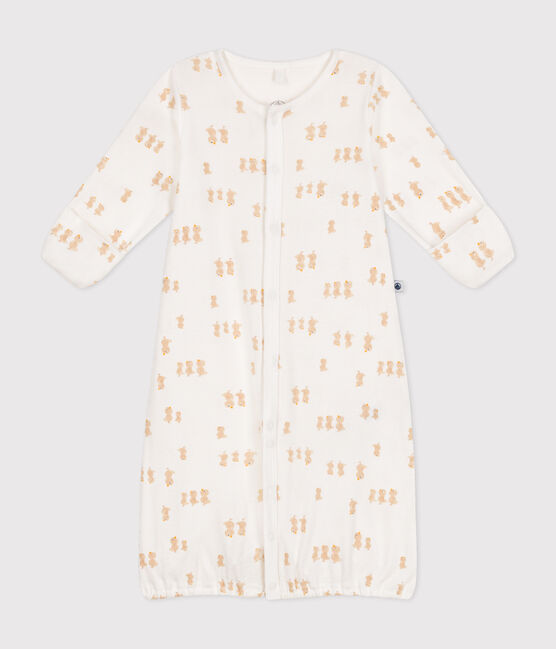 Babies' cotton one-piece/sleep sack MARSHMALLOW white/GRIS grey