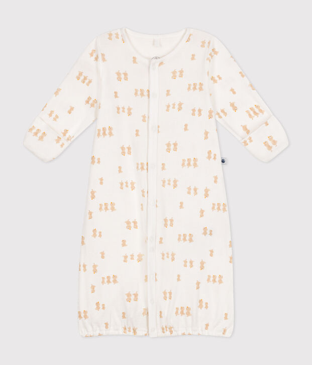 Babies' cotton one-piece/sleep sack white/grey