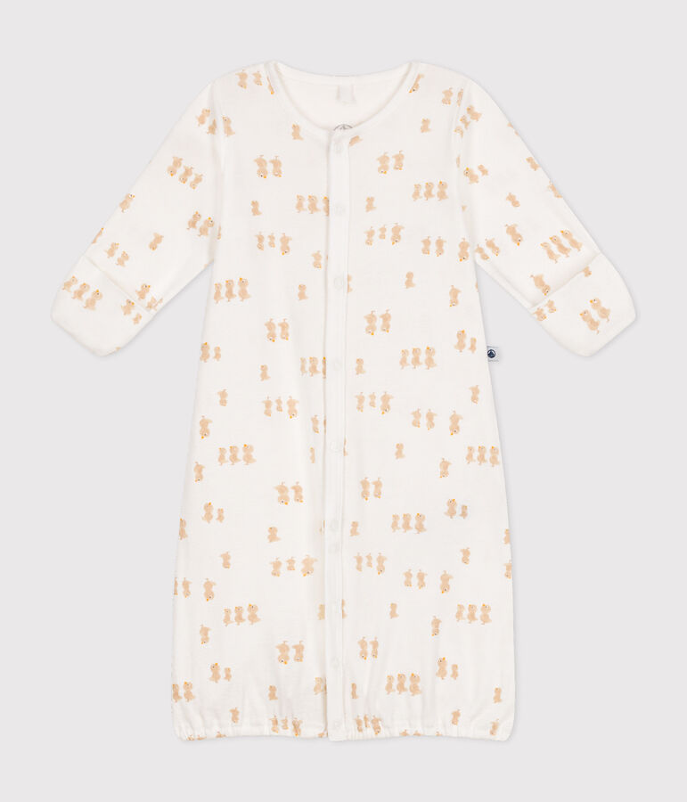 Babies' cotton one-piece/sleep sack white/grey