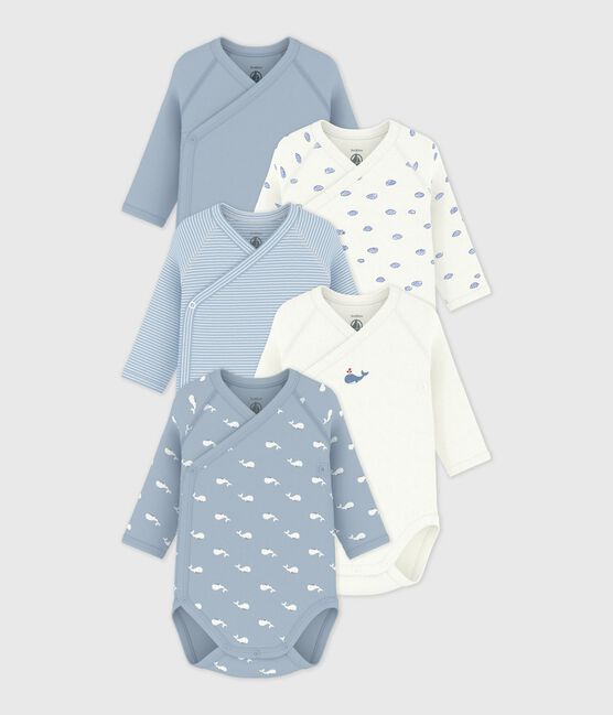 Pack of babies' long-sleeved printed cotton wrapover bodies variante 1