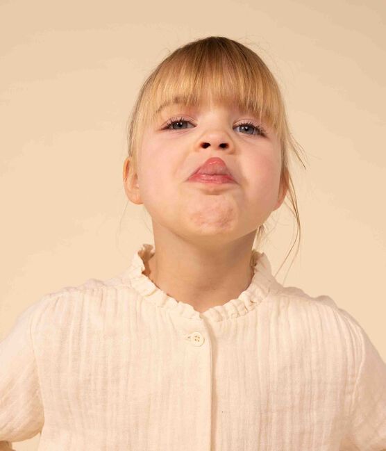 Girls' cotton gauze blouse AVALANCHE Ecru