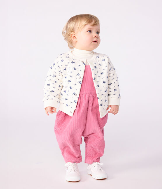 Babies' floral-print cotton cardigan MILK blue/SOIR