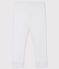 Baby girl's leggings in plain 1x1 rib knit MARSHMALLOW white