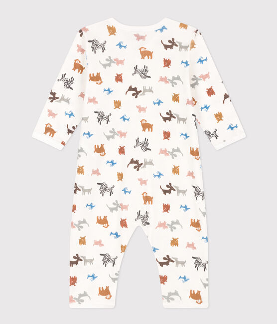 Babies' Footless Cotton Pyjamas MARSHMALLOW white/ECUREUIL