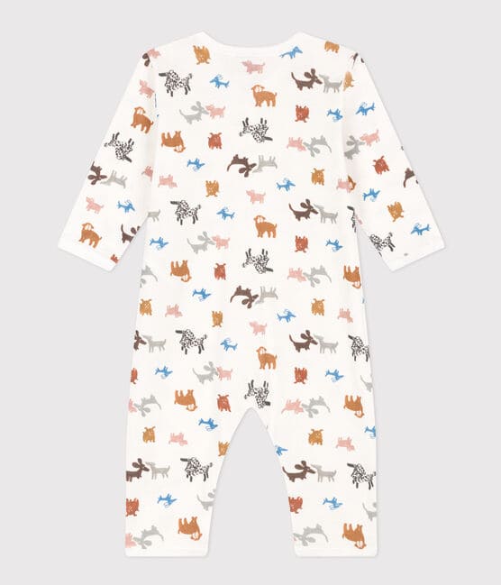 Babies' Footless Cotton Pyjamas MARSHMALLOW white/ECUREUIL
