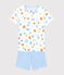Boys' Lemon Print Organic Cotton Pyjamas MARSHMALLOW white/MULTICO white