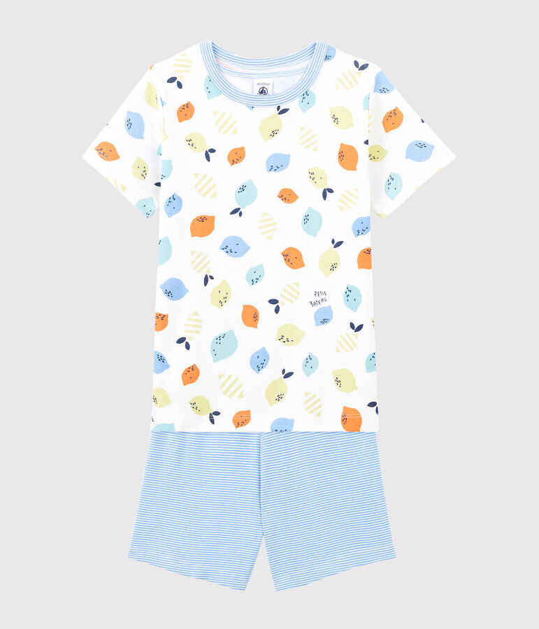 Boys' Lemon Print Organic Cotton Pyjamas MARSHMALLOW white/MULTICO white