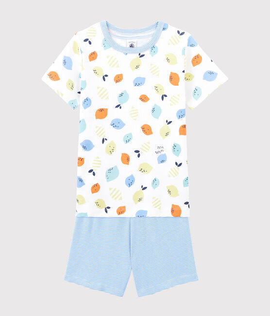 Boys' Lemon Print Organic Cotton Pyjamas MARSHMALLOW white/MULTICO white