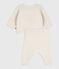 Babies' two-piece knitted outfit with embroidered hearts MARSHMALLOW red/POMPEI