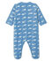 Baby boys' velour sleepsuit ALASKA blue/MARSHMALLOW white