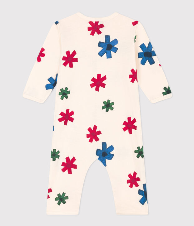 Babies' Footless Happy Family Themed Cotton Pyjamas Ecru/multicolor