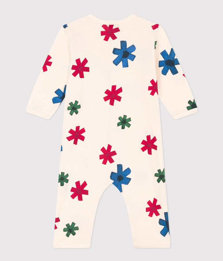 Babies' Footless Happy Family Themed Cotton Pyjamas Ecru/multicolor