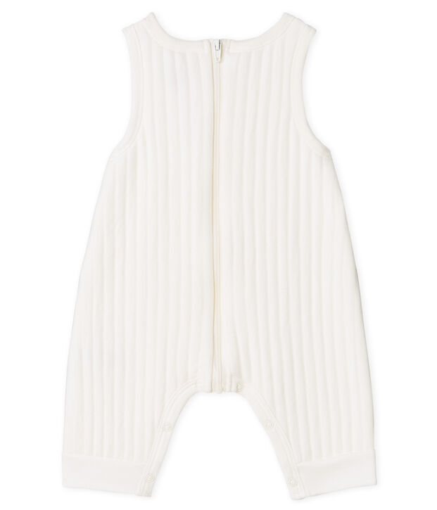 Baby Boys' Long Quilted Tube-Knit Dungarees white