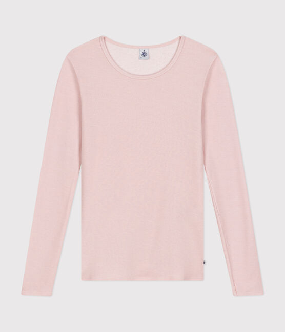 Women's long-sleeved wool and cotton T-shirt SALINE pink