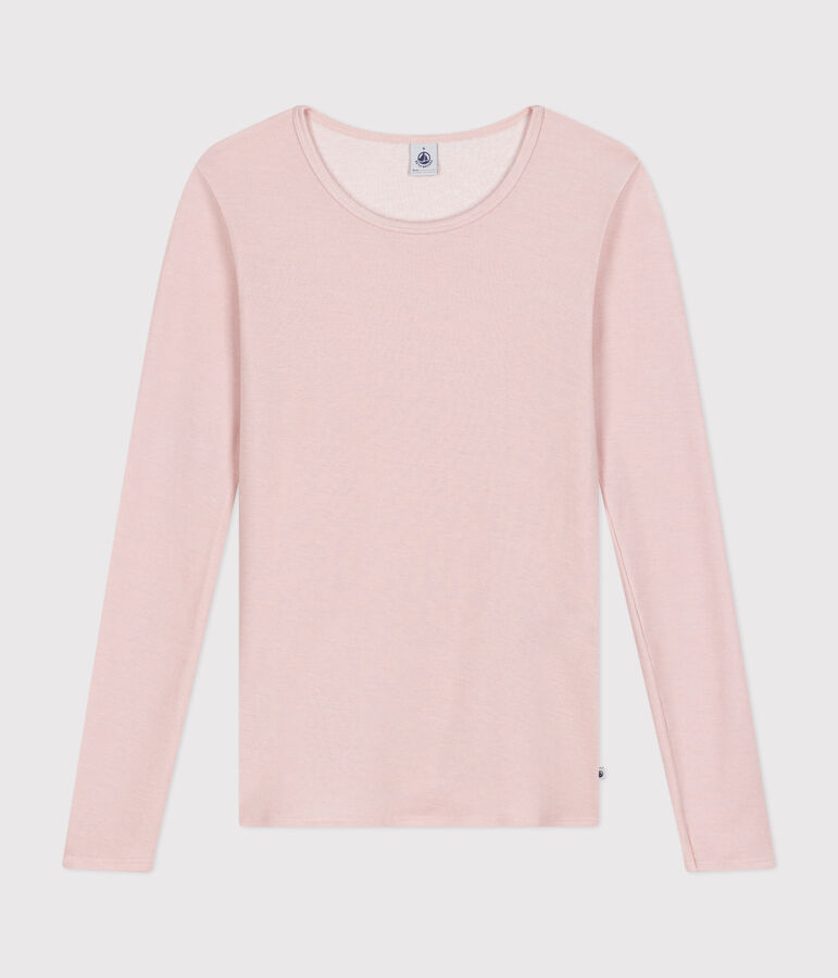 Women's long-sleeved wool and cotton T-shirt pink
