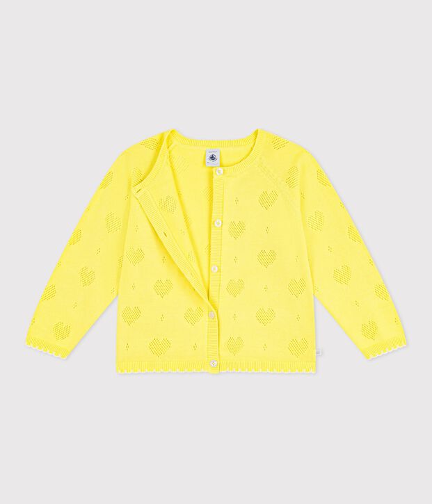 Children's plain cotton cardigan yellow