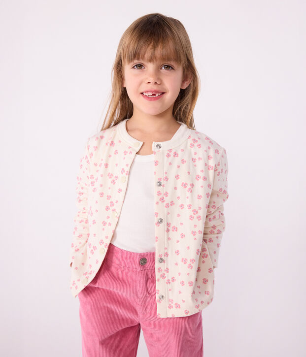 Children's printed cotton cardigan Ecru/multicolor