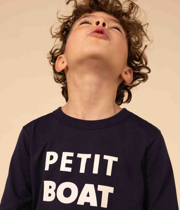Children's unisex long-sleeved cotton T-shirt blue/multicolor