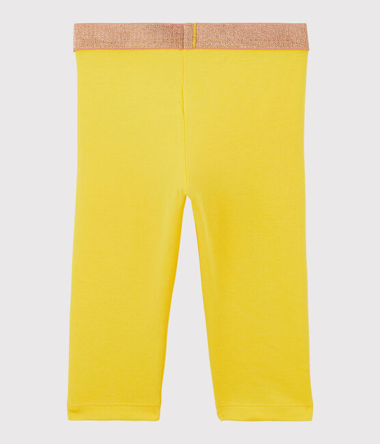 Girls' Jersey Cropped Lycra Leggings JAUNE yellow