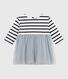 Babies' long-sleeved dress in two materials