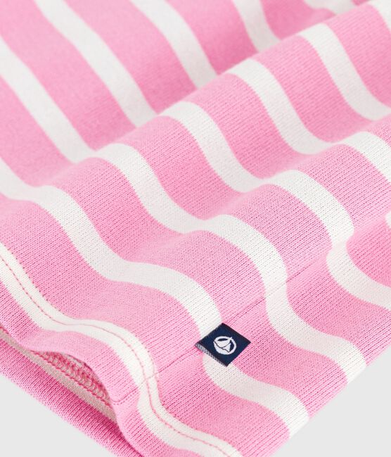 Babies' long-sleeved stripy cotton dress BOUDOIR pink/MILK