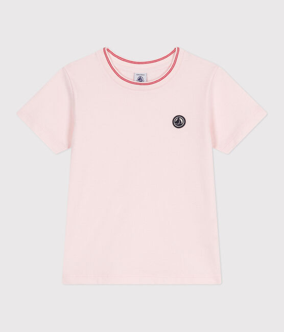 Children's plain short-sleeved cotton T-shirt FLEUR pink