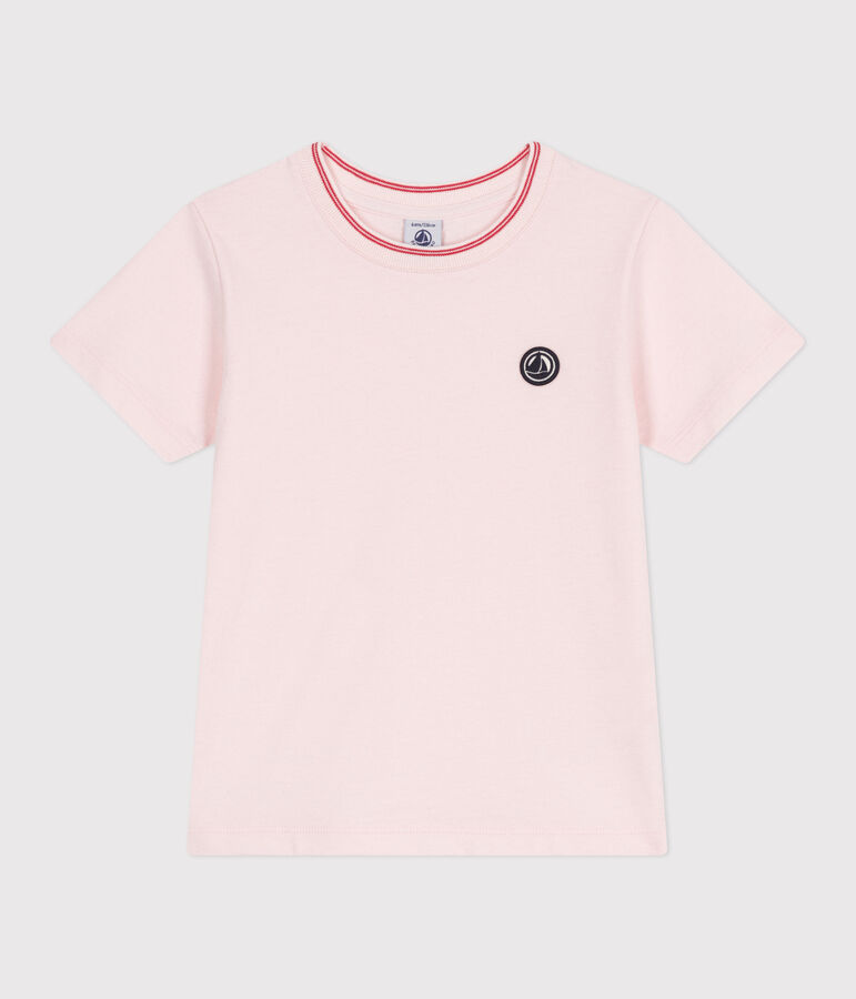 Children's plain short-sleeved cotton T-shirt pink