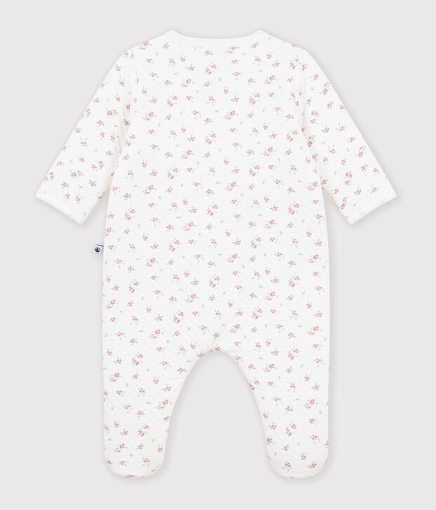 Babies' flower-print tube knit pyjama suit white/pink